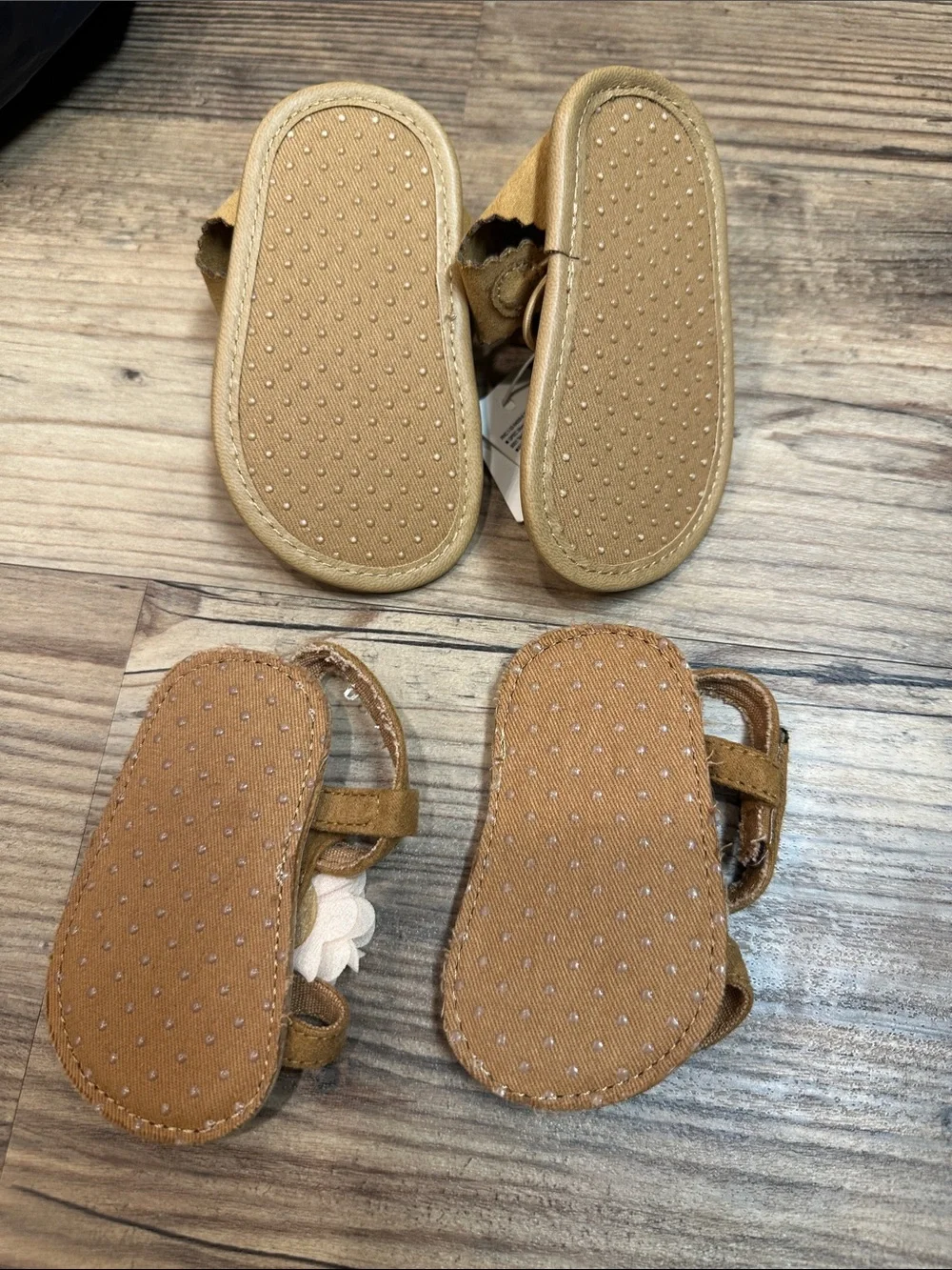 Toddler Tan Sandals with Peach Flower Accent